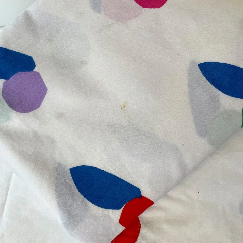 Vintage Marimekko Abstract Geometric Curtain Panels Sheet MCM White Colorful